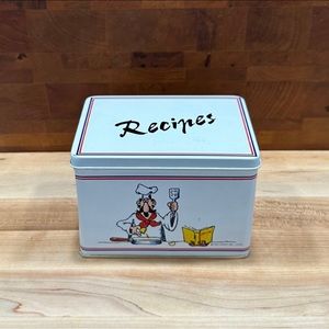 Vintage tin metal recipe box